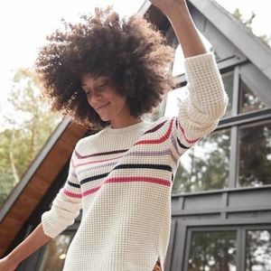 Marine Layer Waffle Knit Stripe Delaney Wool Blend Sweater Womens Size S